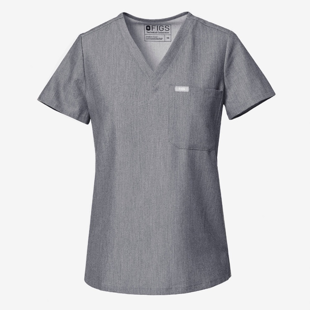 Figs Catarina One Pocket Scrub Top - Graphite